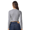 American Apparel Women's Heather Grey Baby Rib Long Sleeve Cropped Tee