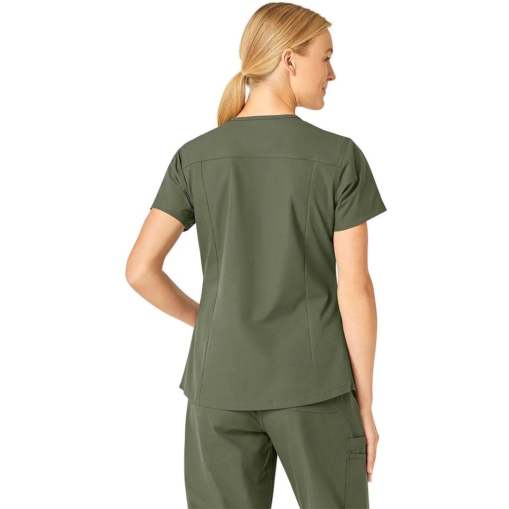 Carhartt Women's Olive Five-Pocket Modern Fit V-Neck Top