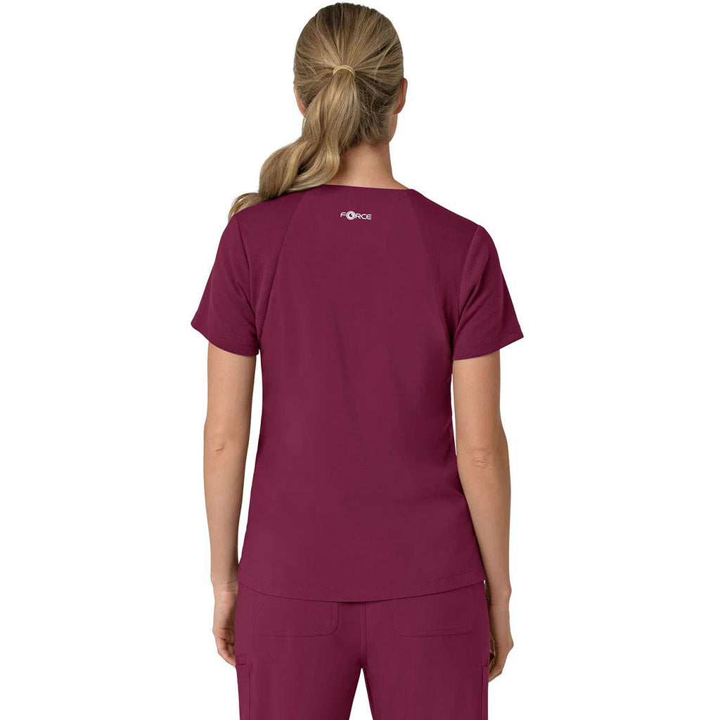 Carhartt Women's Wine Three-Pocket Flex Panel V-Neck Scrub Top