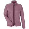 Core 365 Women's Burgundy/White Venture Heathered Stripe Full-Zip