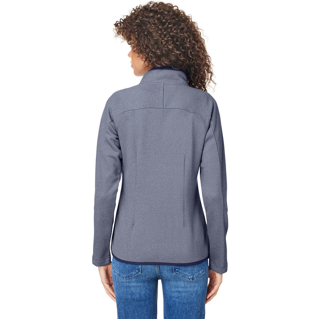 Core 365 Women's Classic Navy/White Venture Heathered Stripe Full-Zip