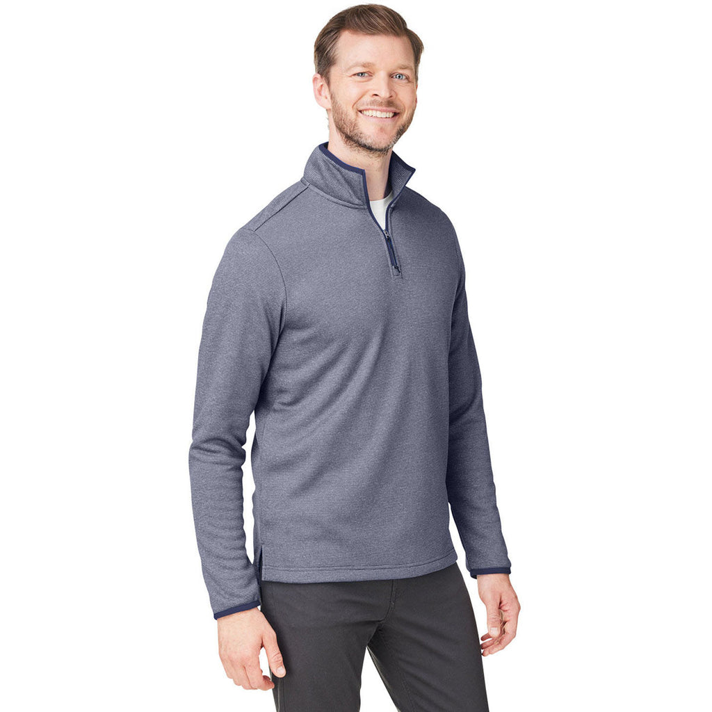 Core 365 Men's Classic Navy/White Venture Heathered Stripe Quarter-Zip