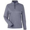 Core 365 Women's Classic Navy/White Venture Heathered Stripe Quarter-Zip