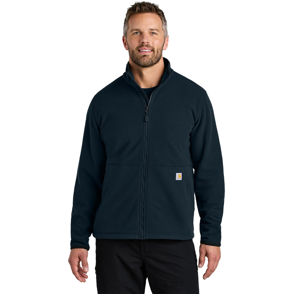 Carhartt Men's Navy Textured Full-Zip Fleece Jacket