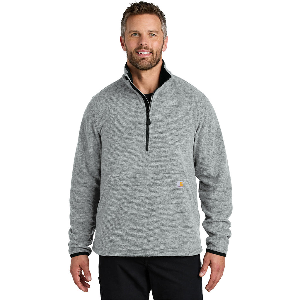 Carhartt Men's Heather Grey Textured 1/2-Zip Fleece Jacket