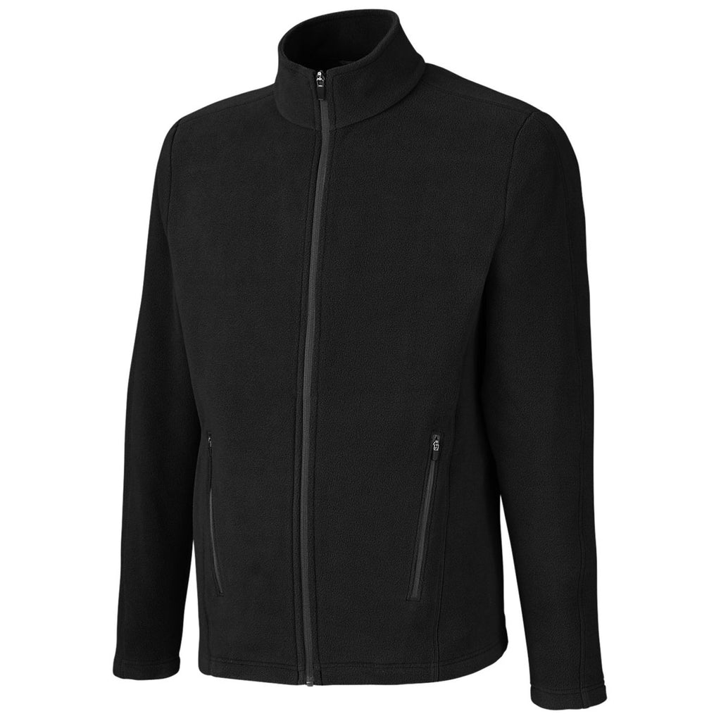 Devon & Jones Men's Black CrownLux Performance Fleece Full-Zip