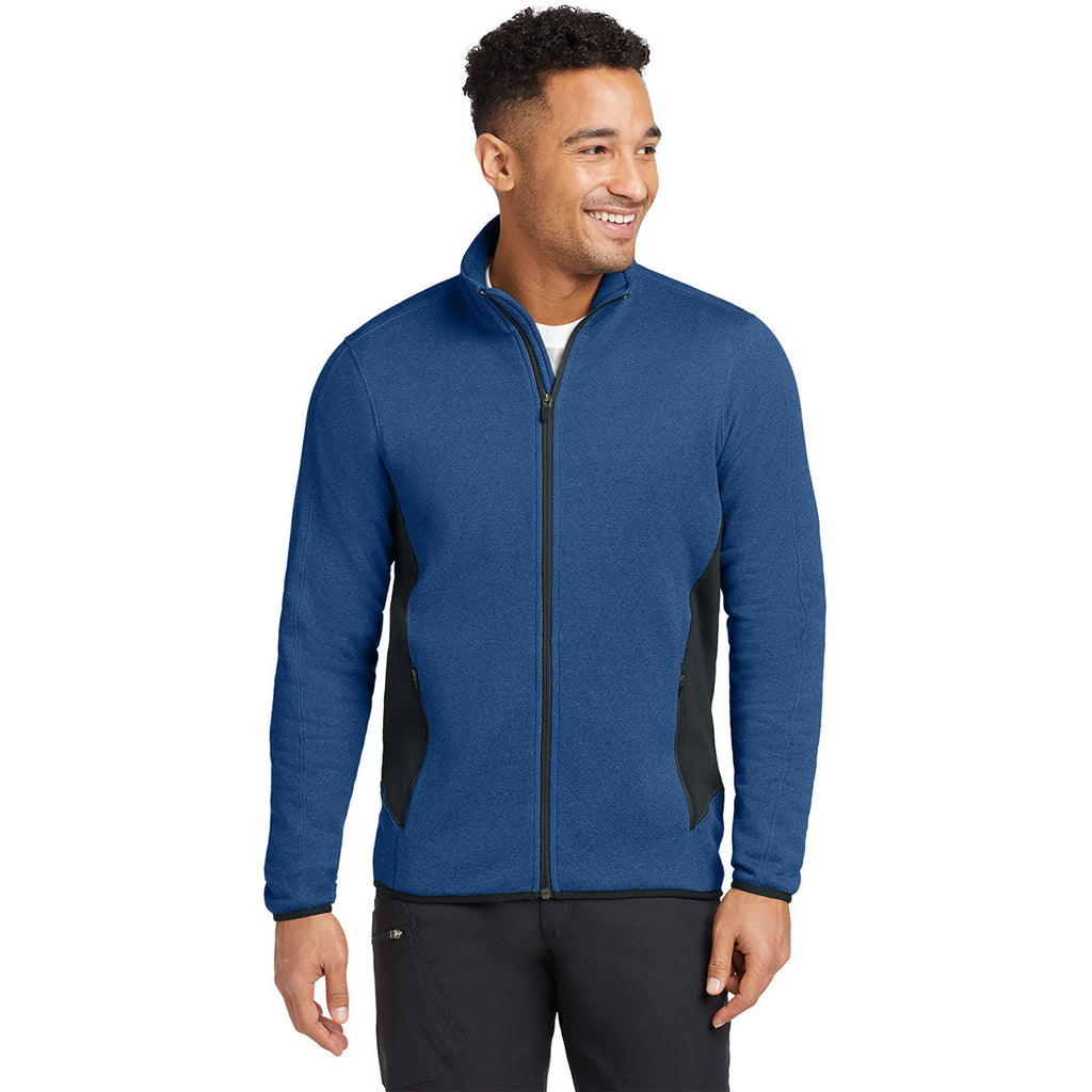 Eddie Bauer Men's Blue Heather Full-Zip Heather Stretch Fleece Jacket