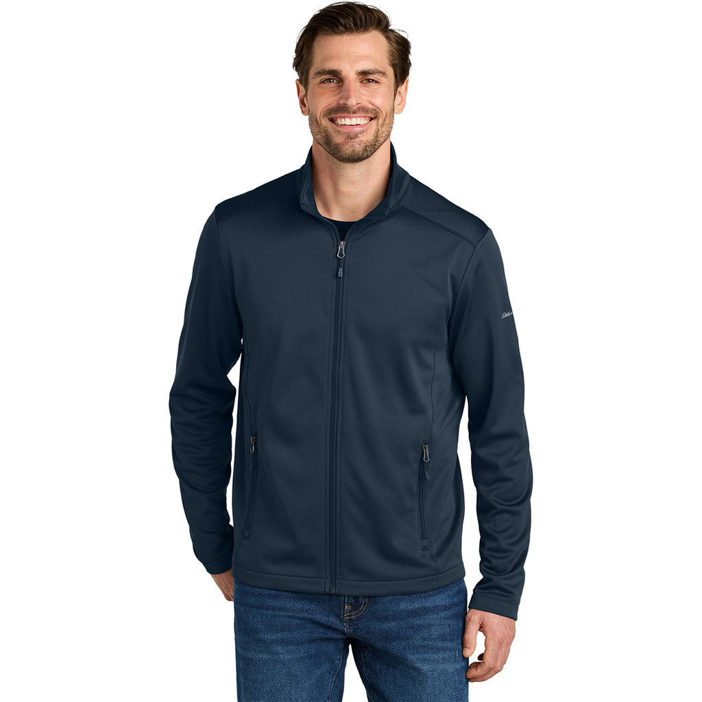 Eddie Bauer Men's River Blue Navy Smooth Mid Layer Fleece Full-Zip