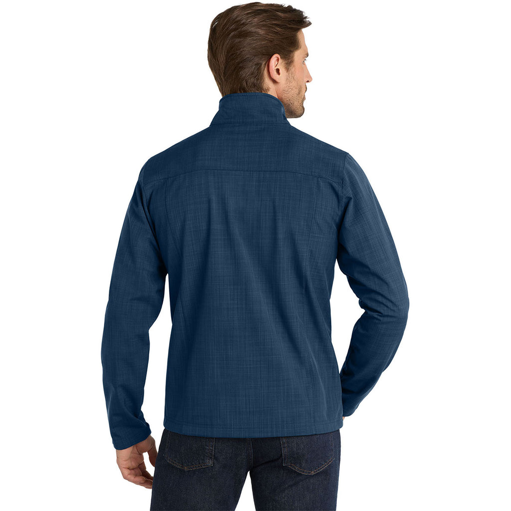 Eddie Bauer Men's Blue Shaded Crosshatch Softshell Jacket