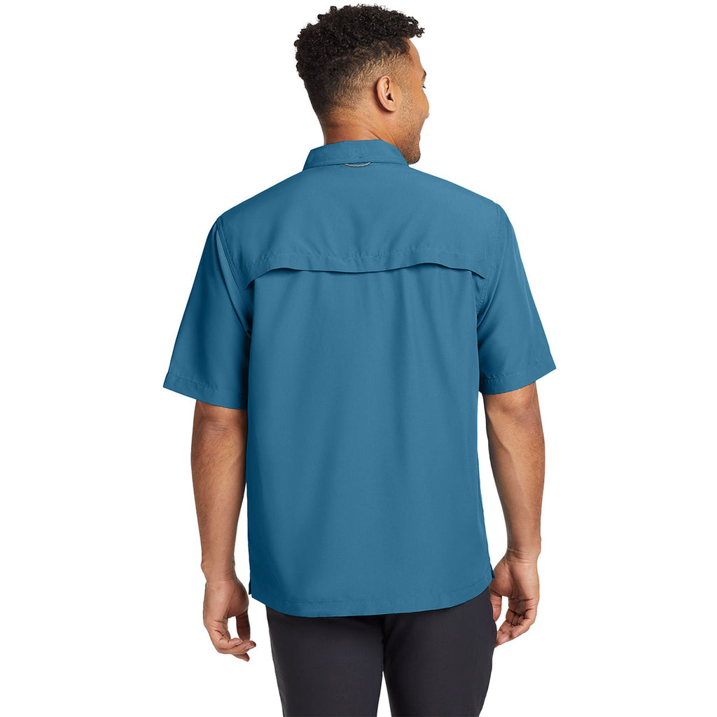 Eddie Bauer Men's Gulf Teal S/S Performance Fishing Shirt