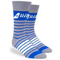 Pop Promos Blue & Grey Two Color Stripe Dress Socks