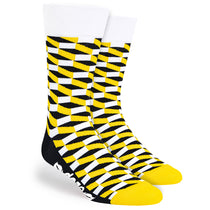 Pop Promos Yellow & Black Rectangle Design Dress Socks