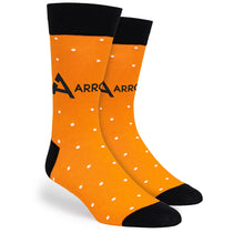 Pop Promos Orange & Black Small Polka Dot Dress Socks