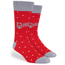 Pop Promos Red & Grey Small Polka Dot Dress Socks