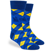 Pop Promos Blue & Yellow Full Argyle Dress Socks