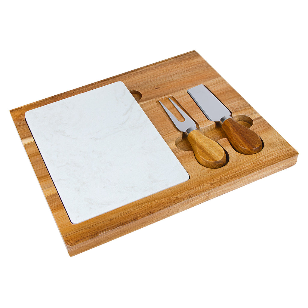 Logomark Carson Natural 4-Piece Acacia Wood Cheese Set