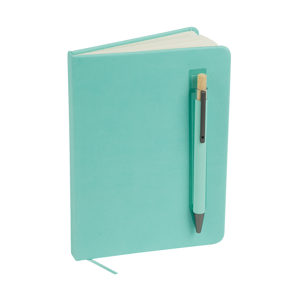 Logomark Aqua Manhattan II Gift Set w/Magnetic Journal & Recycled Pen