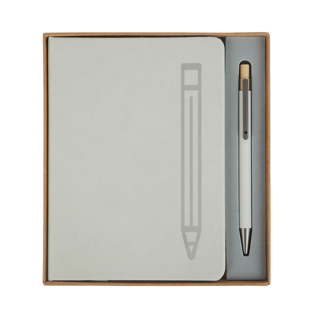 Logomark Grey Manhattan II Gift Set w/Magnetic Journal & Recycled Pen