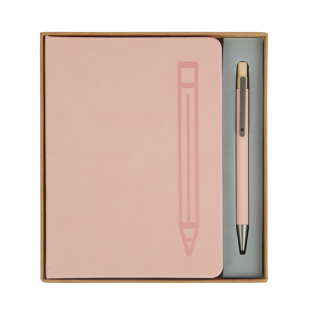 Logomark Peach Manhattan II Gift Set w/Magnetic Journal & Recycled Pen