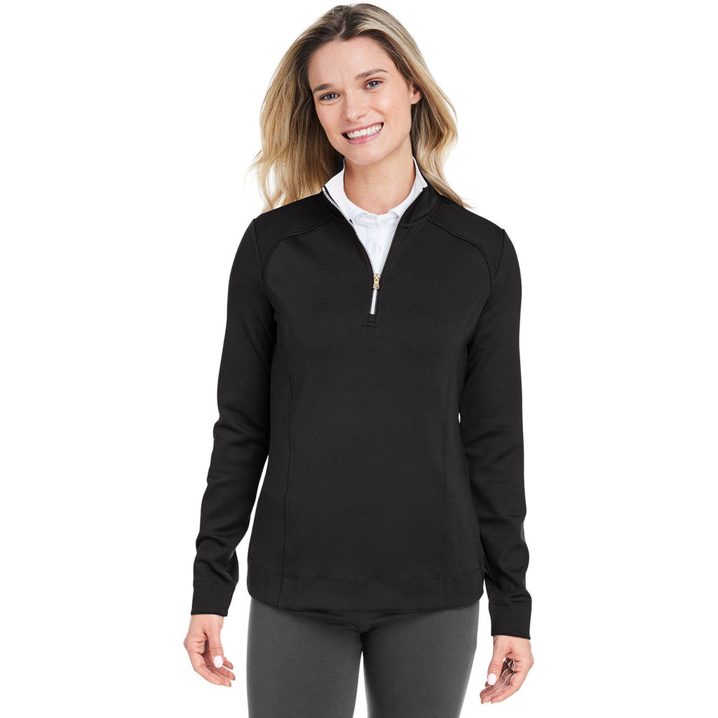 Fairway & Greene Women's Black/White Wells Quarter-Zip Tech Pullover