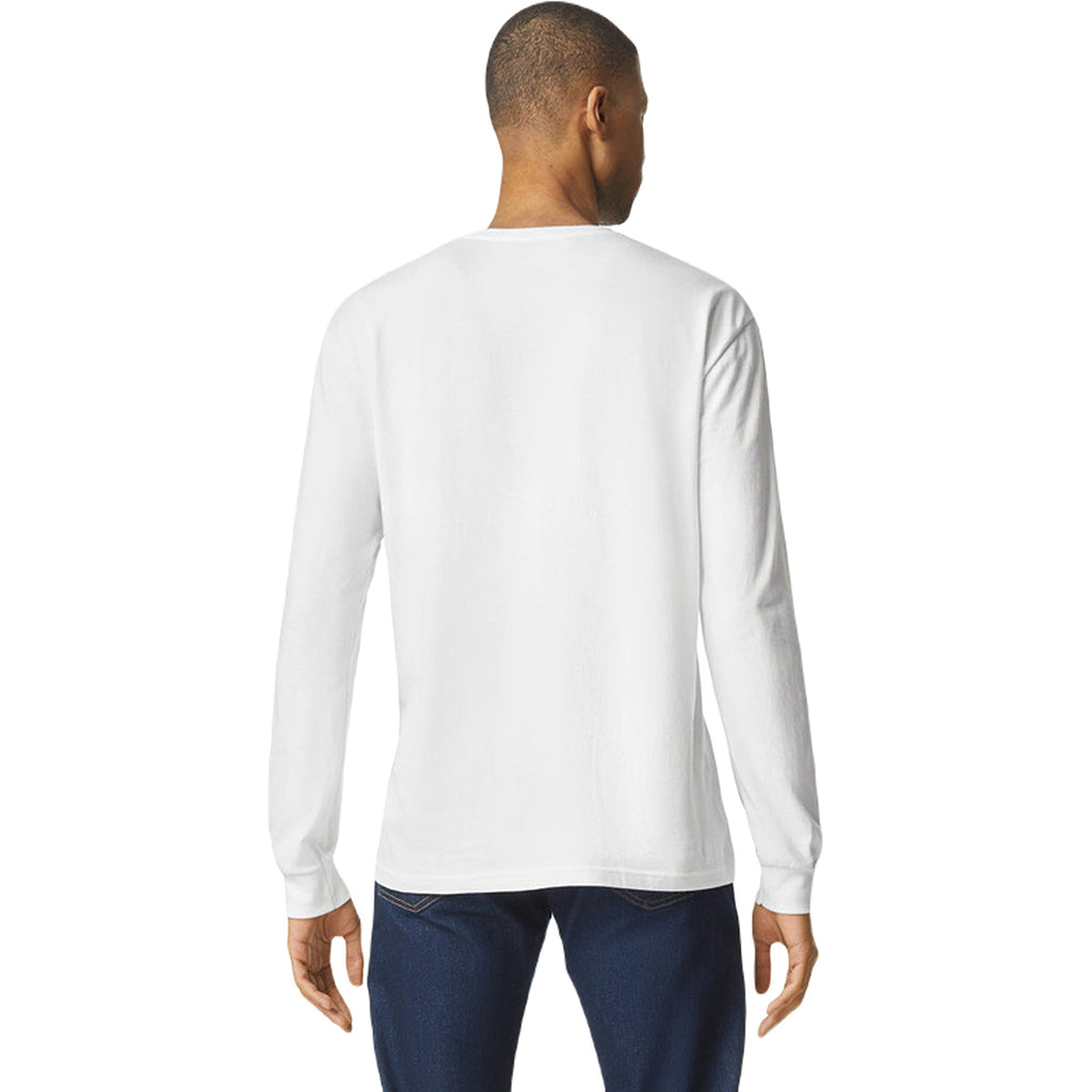 Gildan Unisex White Softstyle CVC Long Sleeve T-Shirt