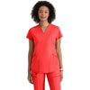 Grey's Anatomy Women's Radiant Coral Two Pocket V-Neck Define Top