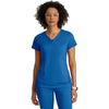 Grey's Anatomy Women's New Royal Two Pocket V-Neck Motivate Top