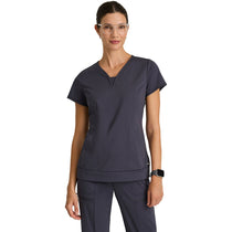 Grey's Anatomy Women's Steel Two Pocket V-Neck Motivate Top