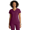 Grey's Anatomy Women's Wine Two Pocket V-Neck Motivate Top