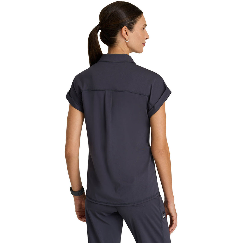 Grey's Anatomy Women's Steel One Pocket Polo Neck Renew Top