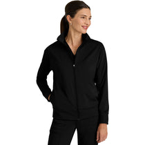 Grey's Anatomy Women's Black Four Pocket Zip Front Collar Ease Warm-Up Jacket