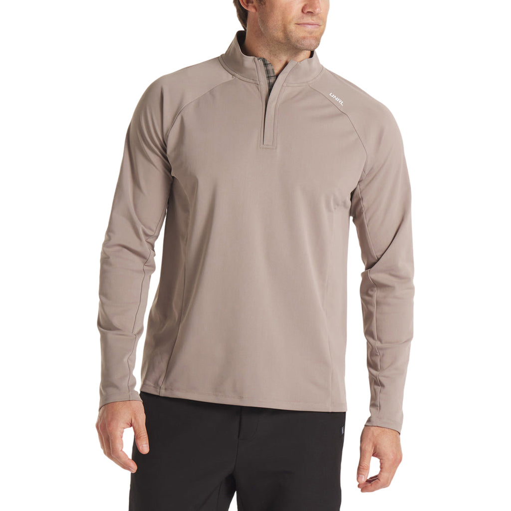 UNRL Men's Taupe Plaid Highlands Quarter Zip