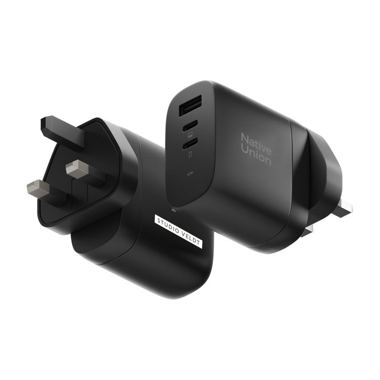 Native Union Black International Fast GaN Charger PD 67W (3 ports)