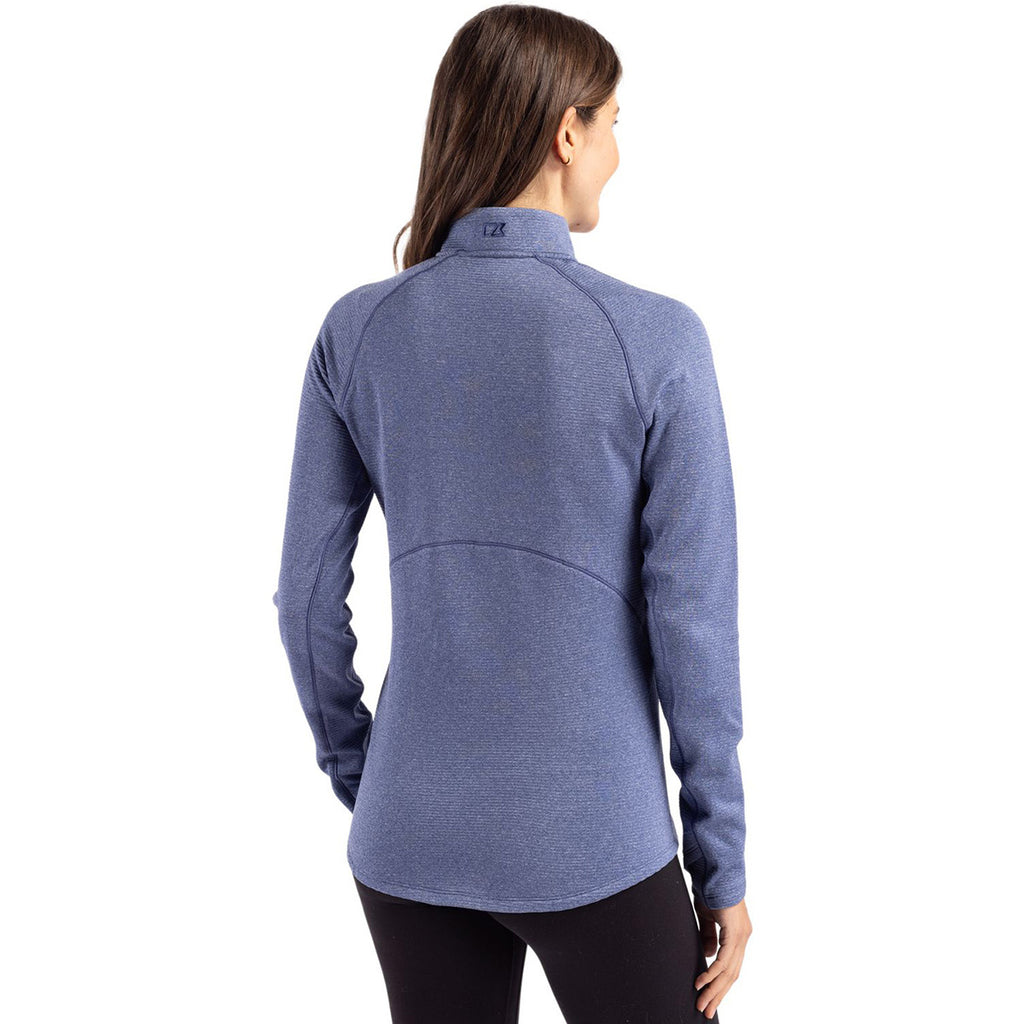 Cutter & Buck Women's Tour Blue Heather Peshastin Eco Recycled Half Zip Pullover