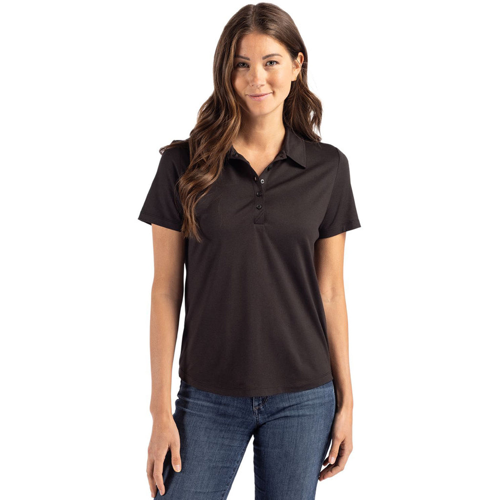 Cutter & Buck Women's Black Coastline Epic Comfort Eco Recycled Polo