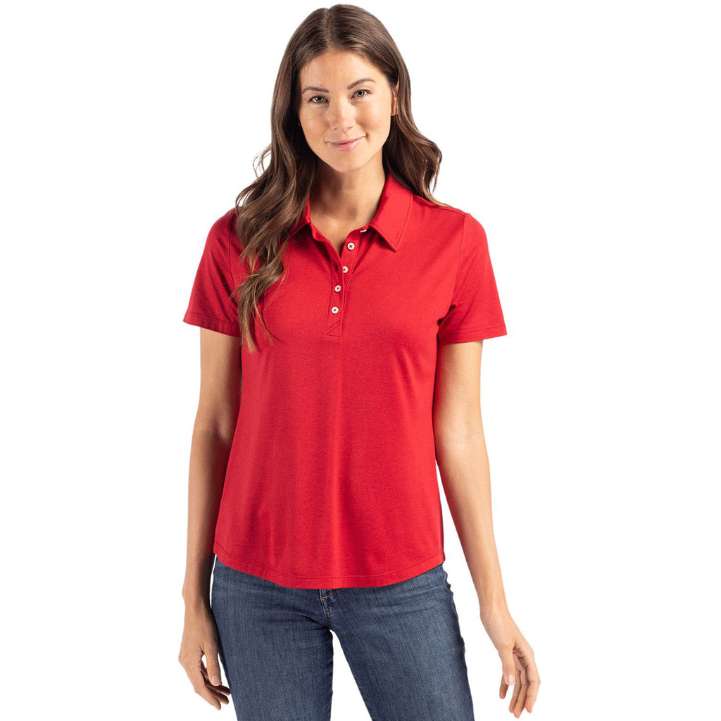 Cutter & Buck Women's Cardinal Red Coastline Epic Comfort Eco Recycled Polo