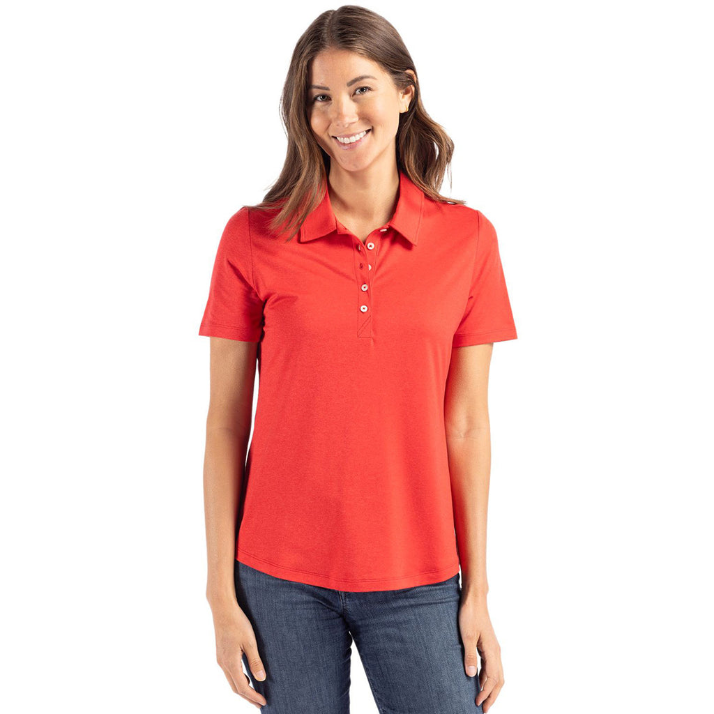 Cutter & Buck Women's Red Coastline Epic Comfort Eco Recycled Polo