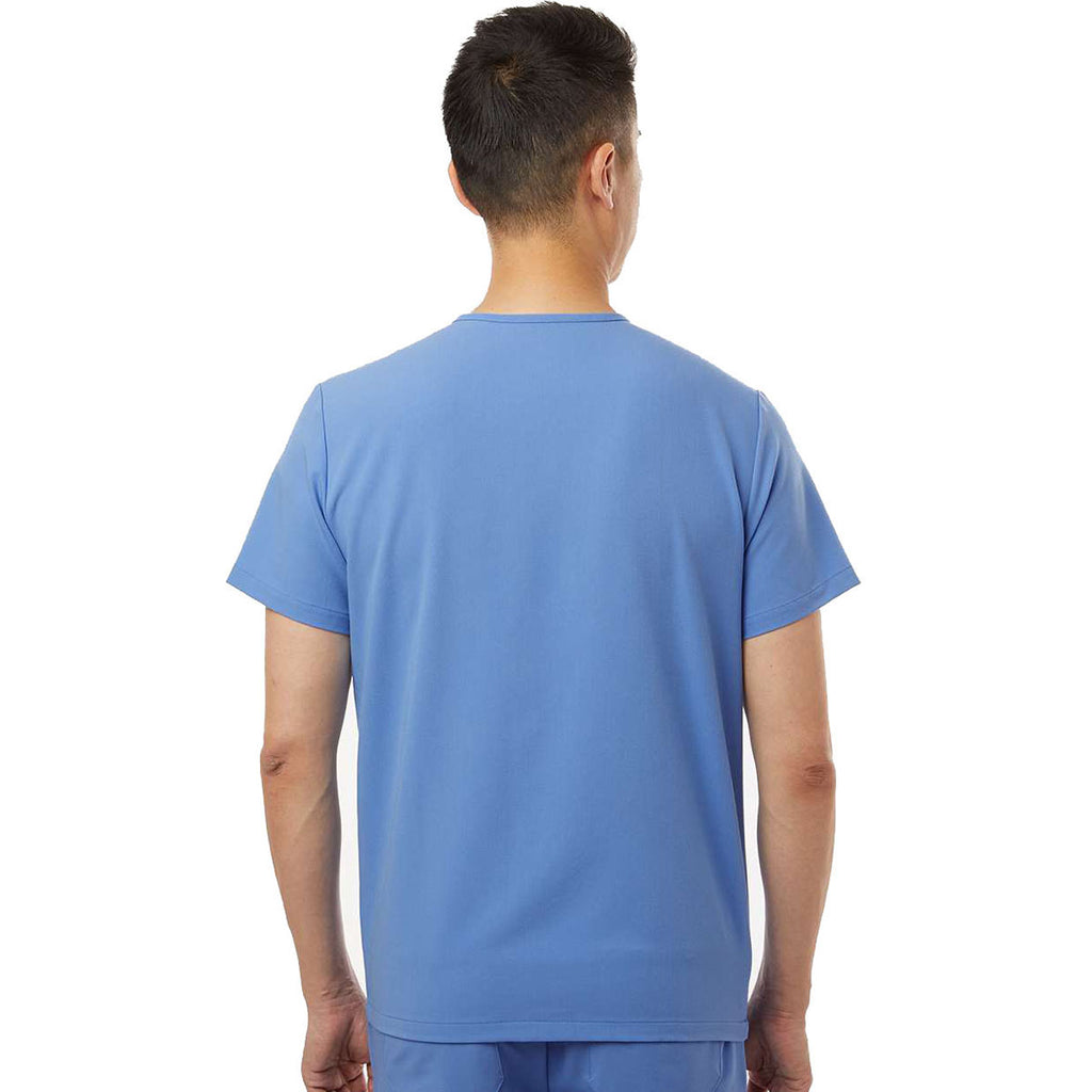 Jaanuu Men's Ceil Blue Holmes Everyday 1-Pocket Scrub V-Neck Top