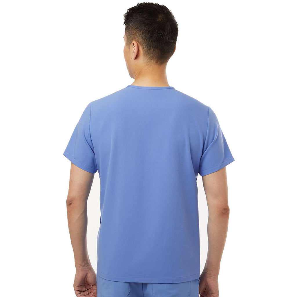 Jaanuu Men's Ceil Blue Platt 3-Pocket Scrub V-Neck Top