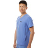 Jaanuu Men's Ceil Blue Platt 3-Pocket Scrub V-Neck Top