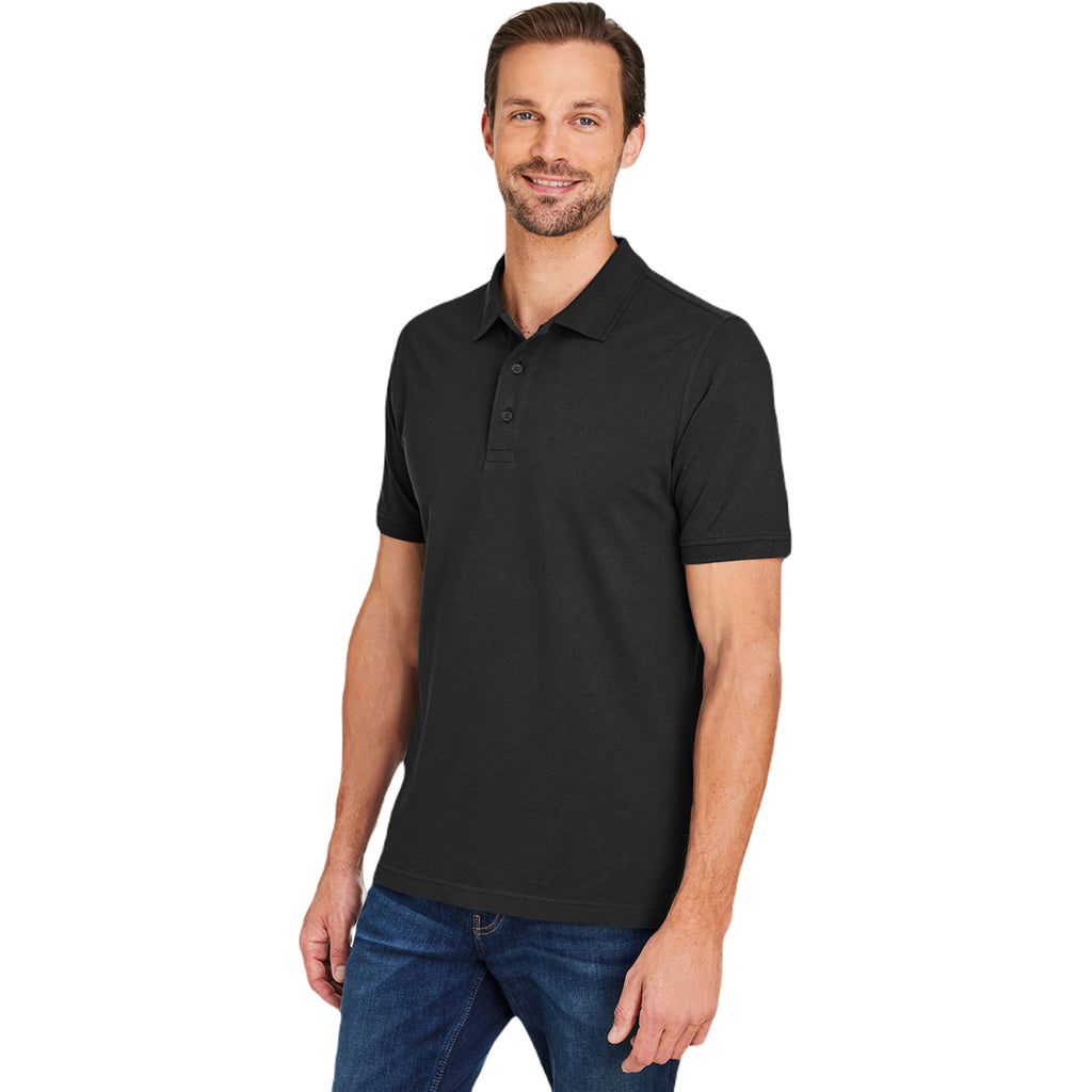 Harriton Men's Black Valiant Cotton Snag Protect Polo