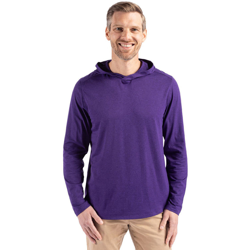 Cutter & Buck Men's College Purple Coastline Epic Comfort Eco Recycled Hooded Shirt