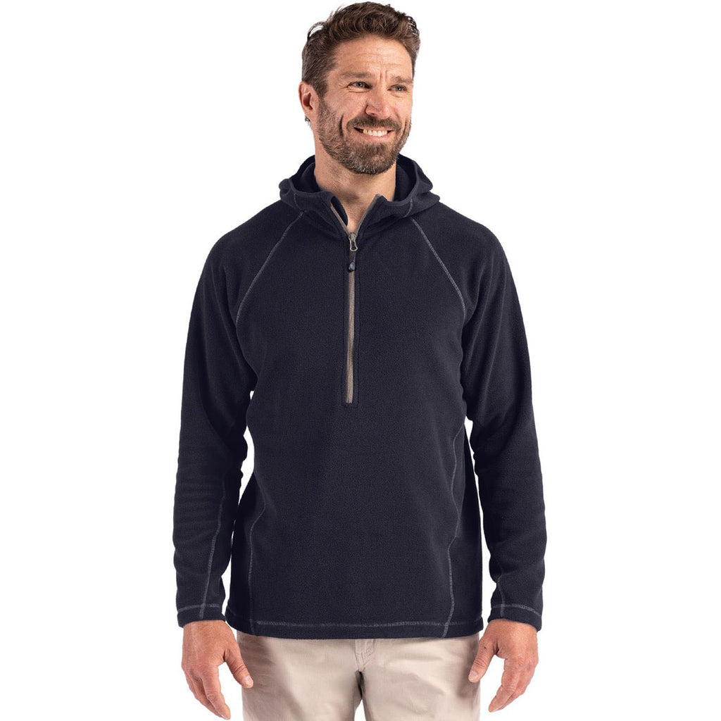 Clique Men's Dark Navy Powder Recycled Fleece Half Zip Hooded Pullover