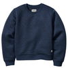 Marine Layer Women's Navy Heather Corbet Quilted Puff Sleeve Crewneck