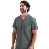 Onna Men's Dynamo Grey Limitless V-Neck Stretch Scrub Top