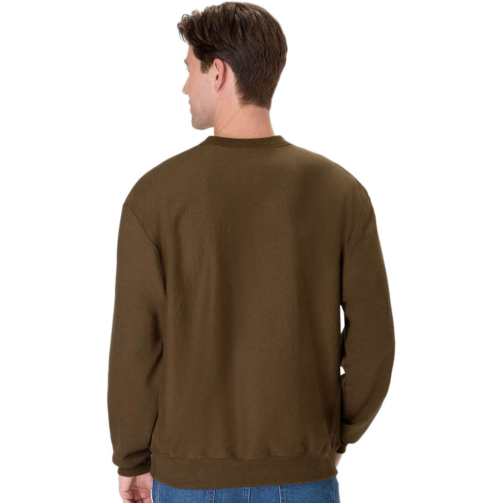 Hanes Unisex Army Brown Beefy Sweats Premium Heavyweight Crewneck Sweatshirt