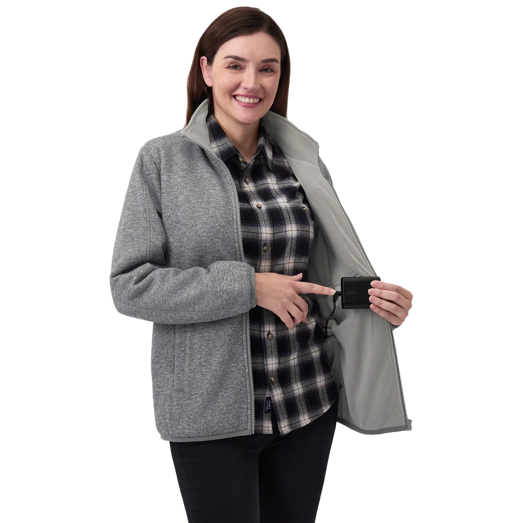 Ororo Women's Grey Heated Full-Zip Fleece Jacket