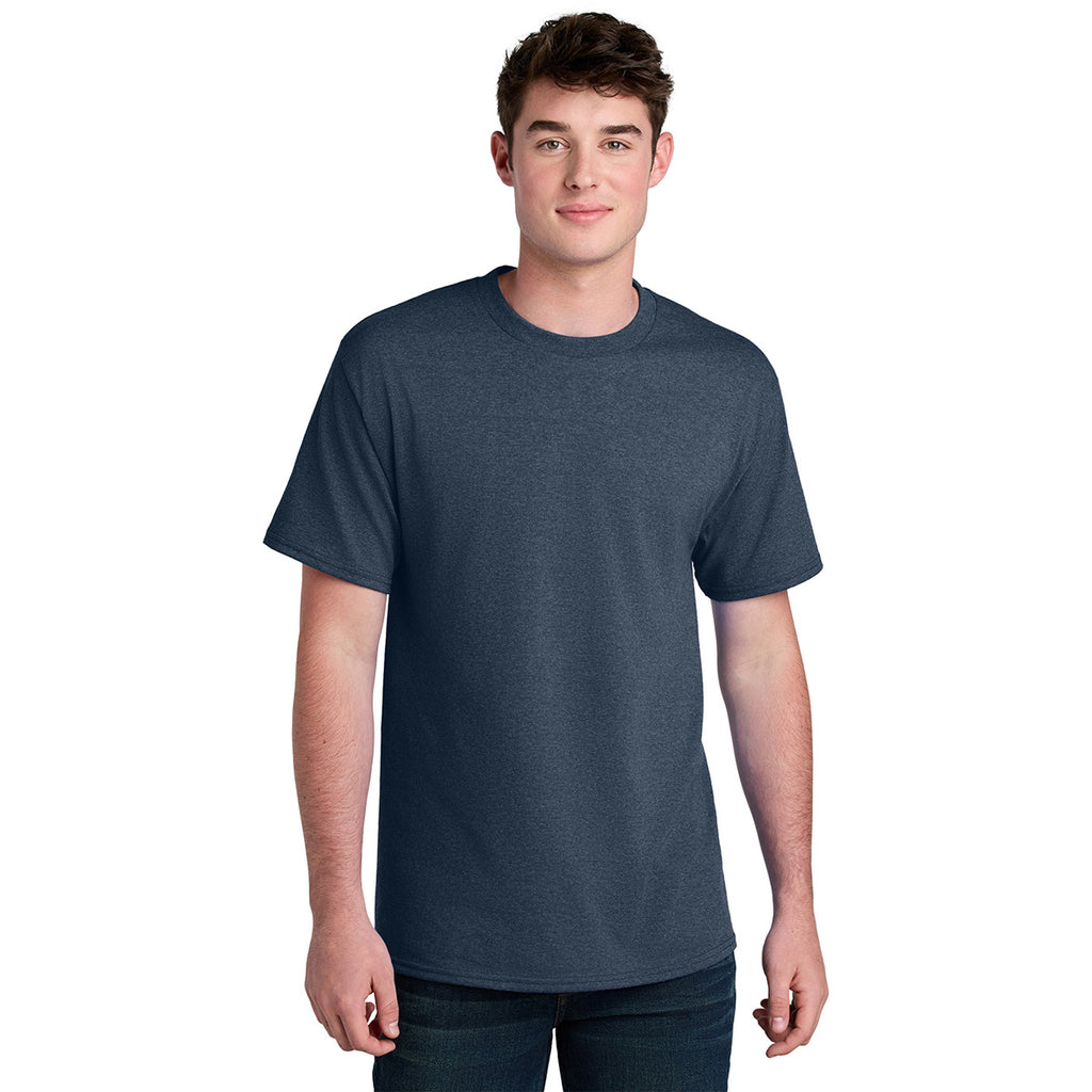 Port & Company Men's Navy Blue Heather Core Blend Recycled Tee