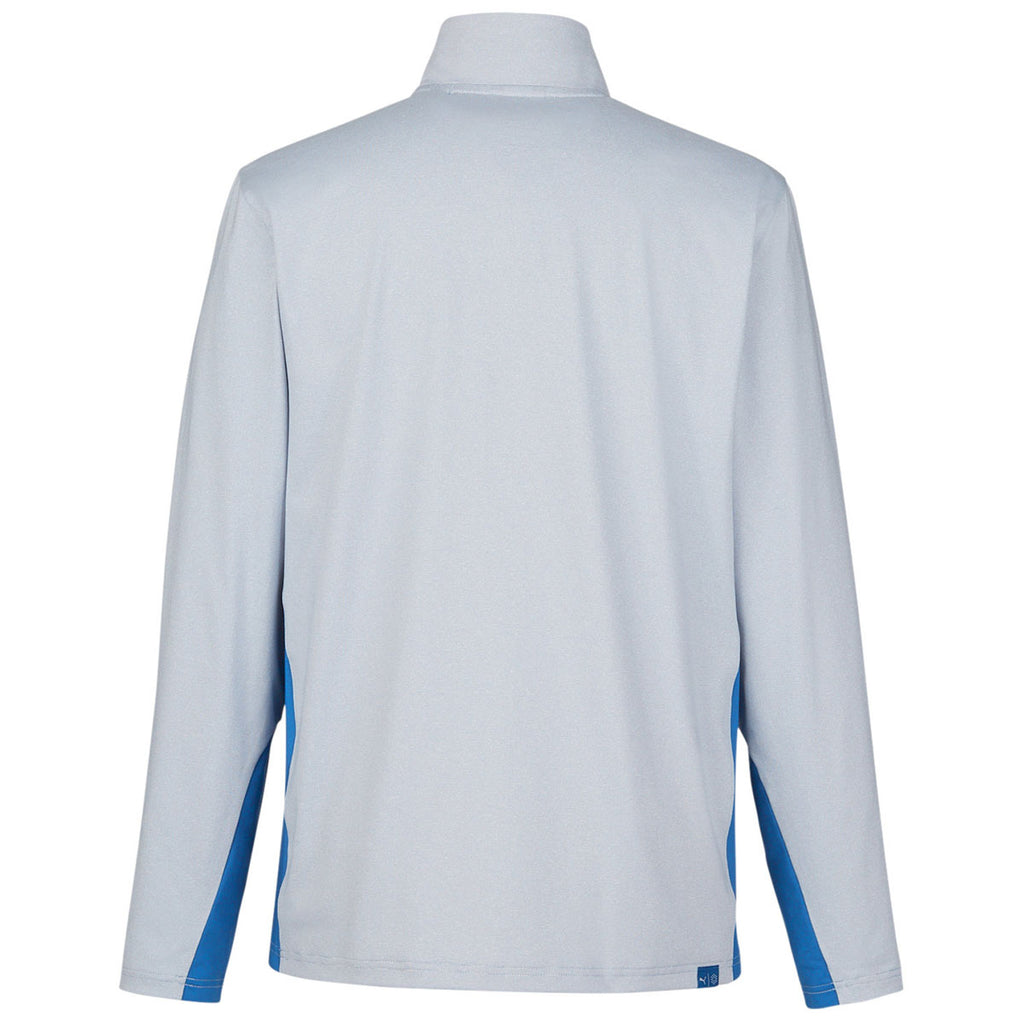 Puma Golf Men's Lake Blue/Bright White Mesa Stripe Quarter-Zip