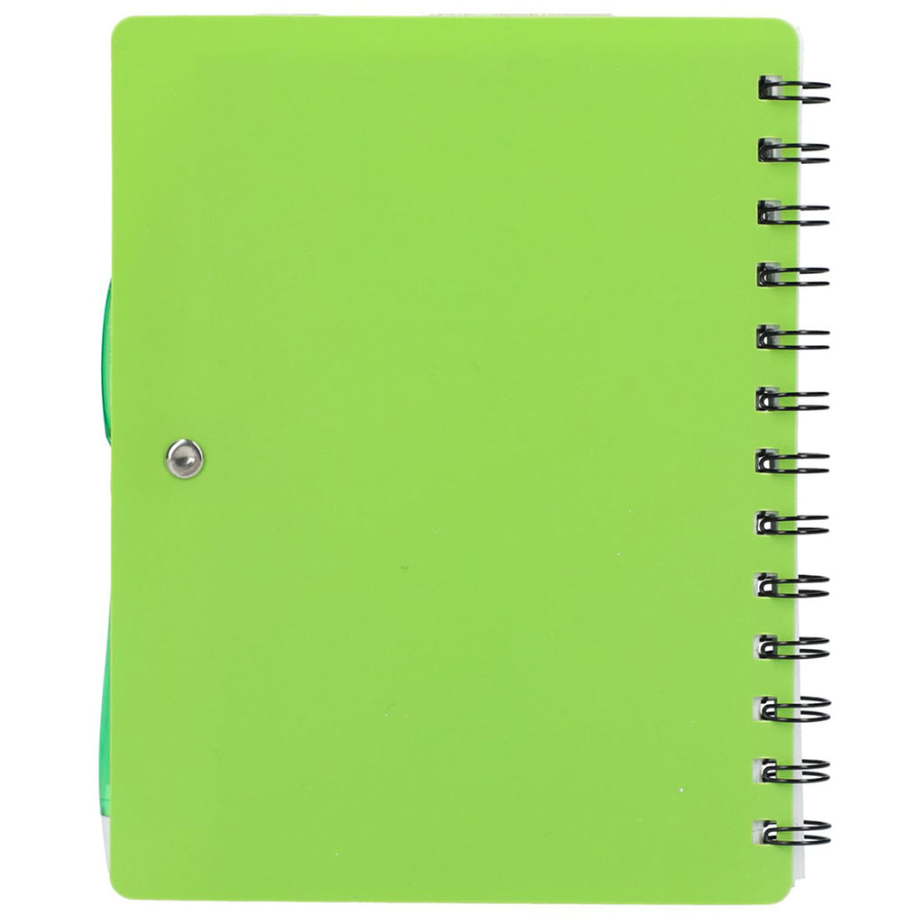 Bullet Lime Recycled Dual Pocket Spiral Notebook W/ Pen